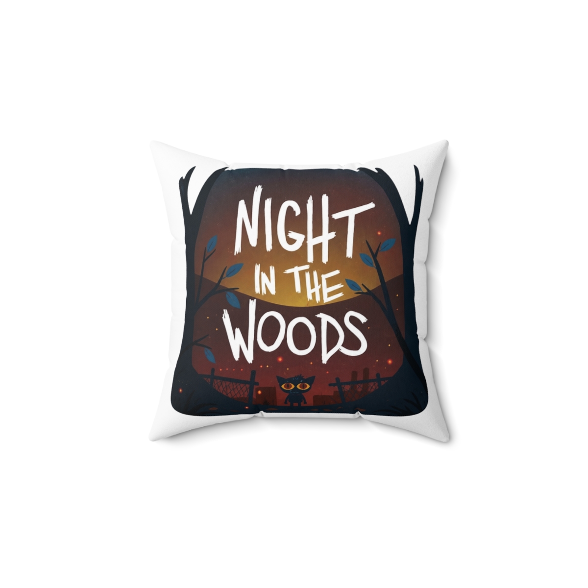 Video Game Scary Night In The Woods Throw Pillow